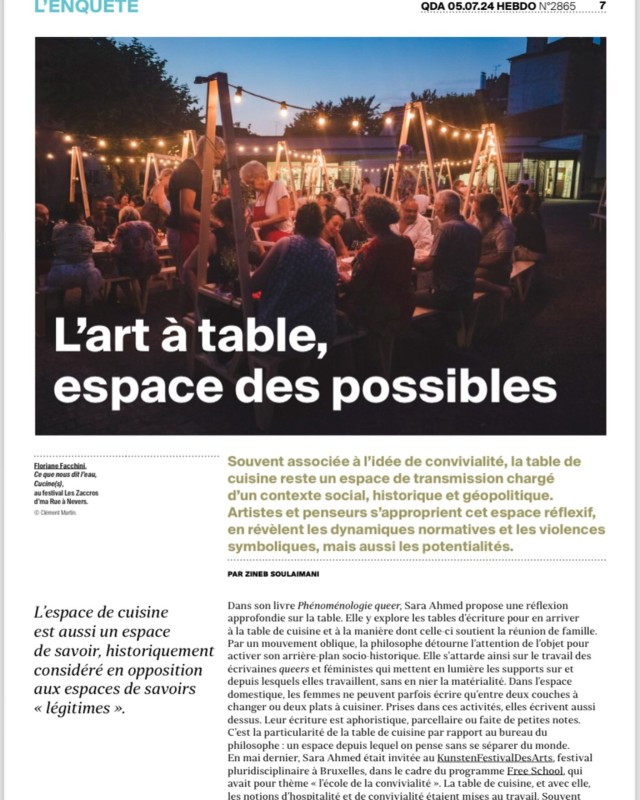 L’art à table, espace des possibles